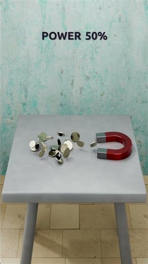 25% vs 100% Power: Magnet vs Coins Simulation