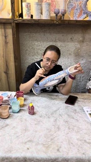 Painting Turkish Ceramics, Cappadocia, Turkey, Tour Altinkum Travel from Nina D. 🇹🇷