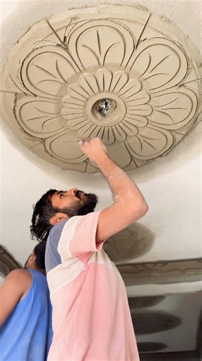 Cement Se Flower Design Kaise Banaye Simple Tarika | Unique Ceiling Art #shorts #flowerdesign