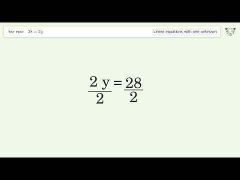 Solve 28=2y: Linear Equation Video Solution | Tiger Algebra