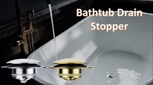 Brushed Gold Bath Tub Drain Stoppers,Wellup Universal Pop Up Bathtub Drain Stopper Replacement Tip Toe, Lift and Turn for Bathtub,EZ Bath tub Plug Conversion Kit Assembly (Gold Brushed)