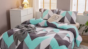 Bedbay Teal Comforter Set King Size Gray and Turquoise Bedding Set Modern Geometric Chevron Duvet Insert 3 Pcs Western Bedding Comforter Set Soft Lightweight Down Alternative Bed Set for All Season