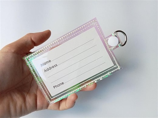 Holographic ID Badge Holder, Iridescent Key Card Holder Fancy - Etsy