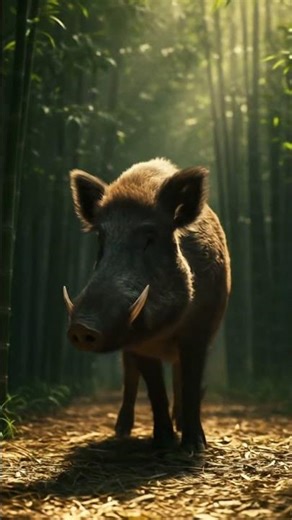 Majestic Wild Boar in a Sun-Drenched Forest 🐗✨ #WildBoar #Wildlife #NatureShorts #Boar