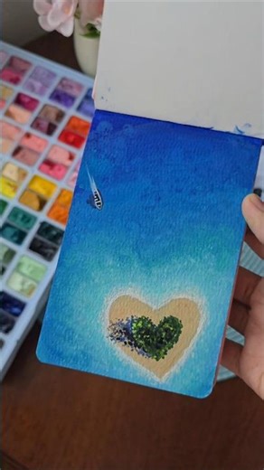 easy guache painting tutorial🌴✨️ #easydrawing #foryourepage #drawingtutorial #angel #himigouache