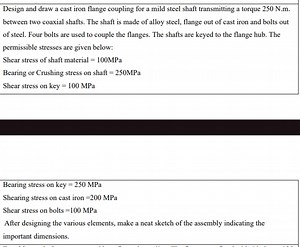 Design and draw a cast iron flange coupling for a mild steel sh... | Filo