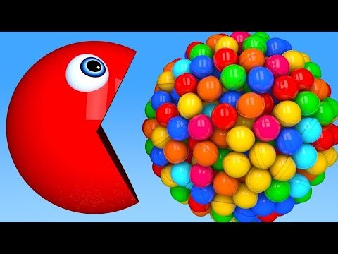 Learn Colors with PACMAN and 3D Lollipop for Kid Children