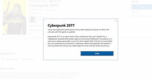 Cyberpunk 2077 Microsoft Store page now has Xbox One performance issues warning