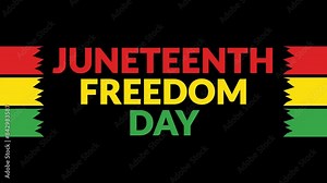 Juneteenth Freedom Day Seamless looping Text Animation with side lines on Black background, Juneteenth Freedom Day motion graphics video for Celebration.