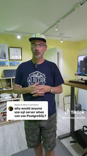 Replying to @Míra here’s why folks might use Microsoft SQL Server over Postgres - and also a guest appearance by our dog.