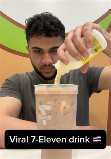 Trying the Viral 7-Eleven drink in Thailand but using more chocolate milk instead of banana milk. I’m not going to drink milk for a while after this, even though it’s really refreshing in this heat. #thailand #foryou #viral #7eleventhailand #7eleven
