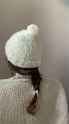 Bouclé Pom Pom Beanie 🤍 Soft, warm & textured knit hat Video tutorial available (UA / EN) #knitting