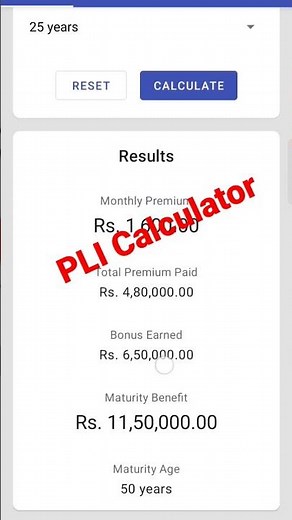 How to calculate PLI ??? in financial calculator app