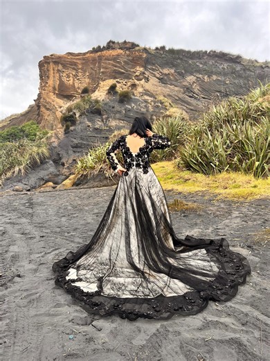 Black Wedding Dress, Gothic Black Floral Dress Train, A-line Lace Wedding Dress, Gothic Wedding Dress, Champagne and Black Dress - Etsy