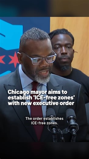 Today, Chicago Mayor Brandon Johnson signed an executive order creating 'ICE-free zones.' The order aims to limit where federal agents can gather in the city, prohibiting them from using certain city-owned spaces for immigration enforcement activities. Such spaces include "city-owned or controlled parking lots, vacant lots, and garages as staging areas, processing locations, or operations bases for civil immigration enforcement activities," the order states. #brandonjohnson #chicago #chicagomayo