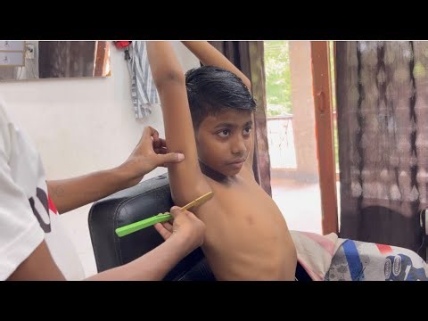 Kids underarm shaving or beard shaving Slow motion