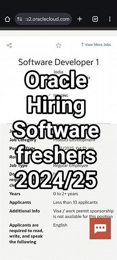 Oracle Software Freshers Job 2025 #0–2 Years#Bengaluru #Freshers Eligible | Apply Now