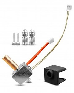 3D Printer Assembled Hot End Kit Fit for Neptune 4/4 Pro, NTC 100K Thermistor Heater Cartridge Heat Block, Hotend Printhead Chromium with 2PCS 0.4mm Nozzle (High Speed)