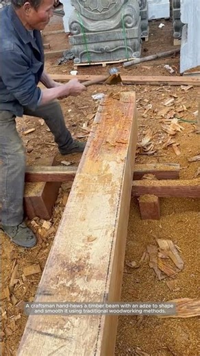 Hand-Hewing a Timber Beam