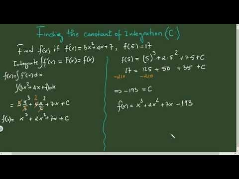 Finding the Constant Of Integration (C). Example 1