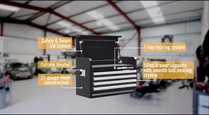 Olympia Tools 26-Inch Portable Metal Tool Chest with Drawers - Tool Cabinet with Ball Bearing Slides and Locking Storage for Garage Toolbox Organization