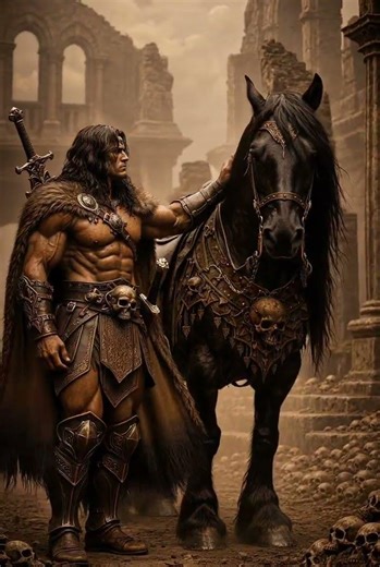 El Guerrero Cimmerio y su Bestia Oscura… ¿Listo para la aventura? #Conan #ArnoldConan #Viral #IAEpic