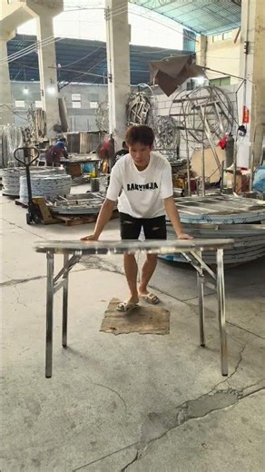 Stainless Steel Folding Dining Table Round Folding Banquet Table #FoldableDiningTable