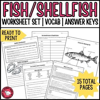 Fish & Shellfish Worksheet Set | Culinary Arts | Seafood Unit | FCS
