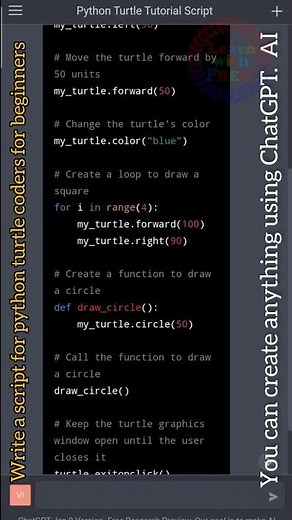 Python turtle for beginners 😱 Learn with ChatGPT #shorts #python #coding ...©