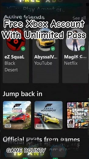 Free Xbox Account With Unlimited Pass #freexboxaccount #Xbox #freexboxfreeunlimitedpass