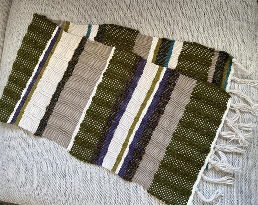 Hand-woven Table Runner, Natural, Olive Green, Teal, Purple - Etsy