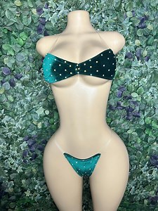 Bedazzled Velvet Microkini Bandeau Set Exotic Dancewear - Etsy