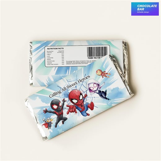 Superhero Avengers Chocolate Wrappers: Editable Candy Bar Labels (canva Template) Kids Birthday Decorations Digital Download - IKP01 - Etsy