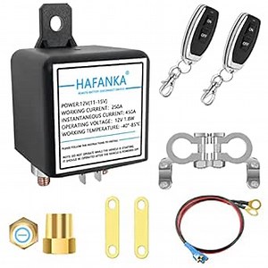 Remote Battery Disconnect Switch for Cars, 250A DC12V Battery Cut Shut Off Switch for Vehicle with Terminals&2 Remotes, On Off Battery Kill Switch