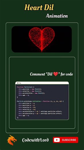 Heart Dil Animation Using JavaScript ❤️ | Cool Coding Animation | CodewithLord
