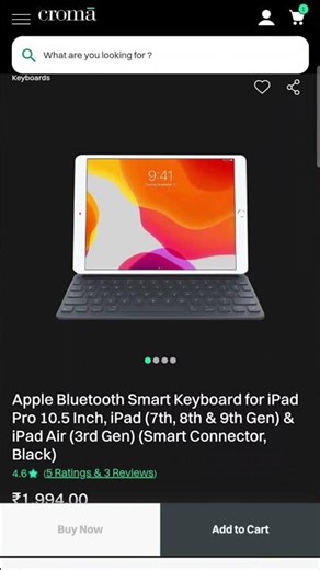 Apple Bluetooth Smart Keyboard for iPad Pro 10.5 Inch, iPad (7th, 8th & 9th Gen) sirf 1994 rs me