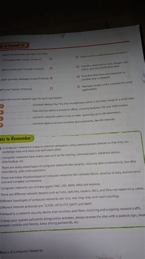 Match the protocols with their functions.  Protocols: HTTP (Hyp... | Filo