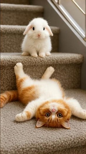 lovely kitty cat gets bunny love 💗🐇