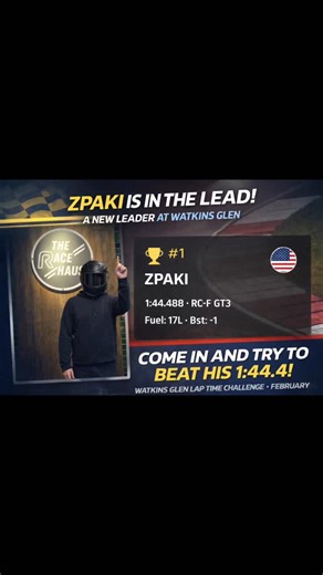 We have another contest leaderboard change 🤯🏎️💨 ZPak (Zach I.) with a freaking heater of a time! It’s only been 3 days 😂😂😂 #STL #stlouis come check out The Race Haus and run the Watkins Glenn track in any GT3 class car. You must be in hot lap mode. If you hit a top 6 time you get to come race on the 28th (time TBD) for a chance at February’s Race Haus/@thevhsgroup prize pack! #stlmade #simracing | The RaceHaus