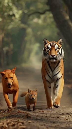 Red Dog Chases a Tiger… Then THIS Fox Appears! 😲 #shorts