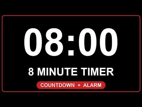 8 Minute Timer ⏱️ 4K Countdown Timer with Alarm (08:00)
