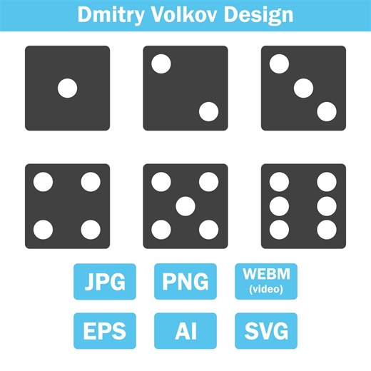 Set of Gray Dice Vector Icons Showing Numbers One to Six Isolated on White Background. Jpg/png/eps/ai/svg/webm - Etsy