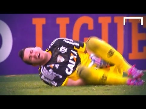 OUCH! Keeper gets kicked in the groin