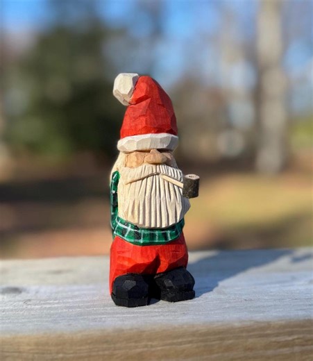 Hand-carved Wooden Santa With Pipe, Hand Painted Christmas Decor, Gnome - Etsy