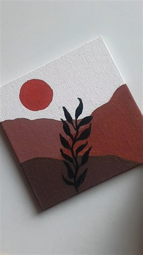 Abstract Sunset Painting on Mini Canvas 🌄 | Satisfying Art #shortsfeed
