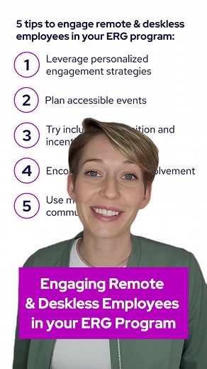 Each month we bring together DEI professionals from across industries to discuss their most pressing ERG challenges and share best practices and insights with one another. Here are the top tips from last month's session, where we discussed strategies for engaging remote and deskless employees in ERGs. What are you doing to get your deskless employees involved in your company's ERG program? Share in the comments! #employeeresourcegroups #ergs #dei #inclusion #belonging #ergsoftware