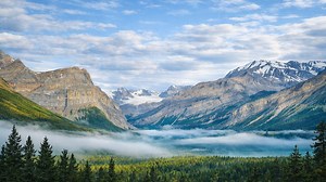 Jasper National Park Alberta misty peaks of the Canadian Rockies