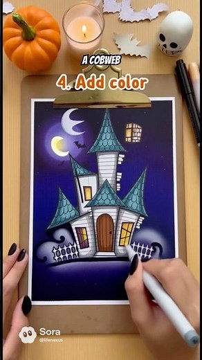 POV: Sketching a Haunted House in Seconds | Easy Halloween Drawing 👻