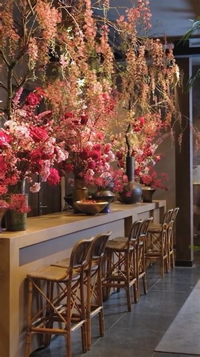 Artificial Flowers by Silk-ka | Here’s a final look at our previous showroom. A space where rich pink and red flowers turned our bar into a blooming focal point. 🌸❤️ This... | Instagram