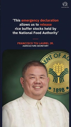 DA declares food emergency to curb high rice prices